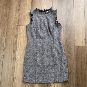 LOFT | Gray Ruffle Hem Dress